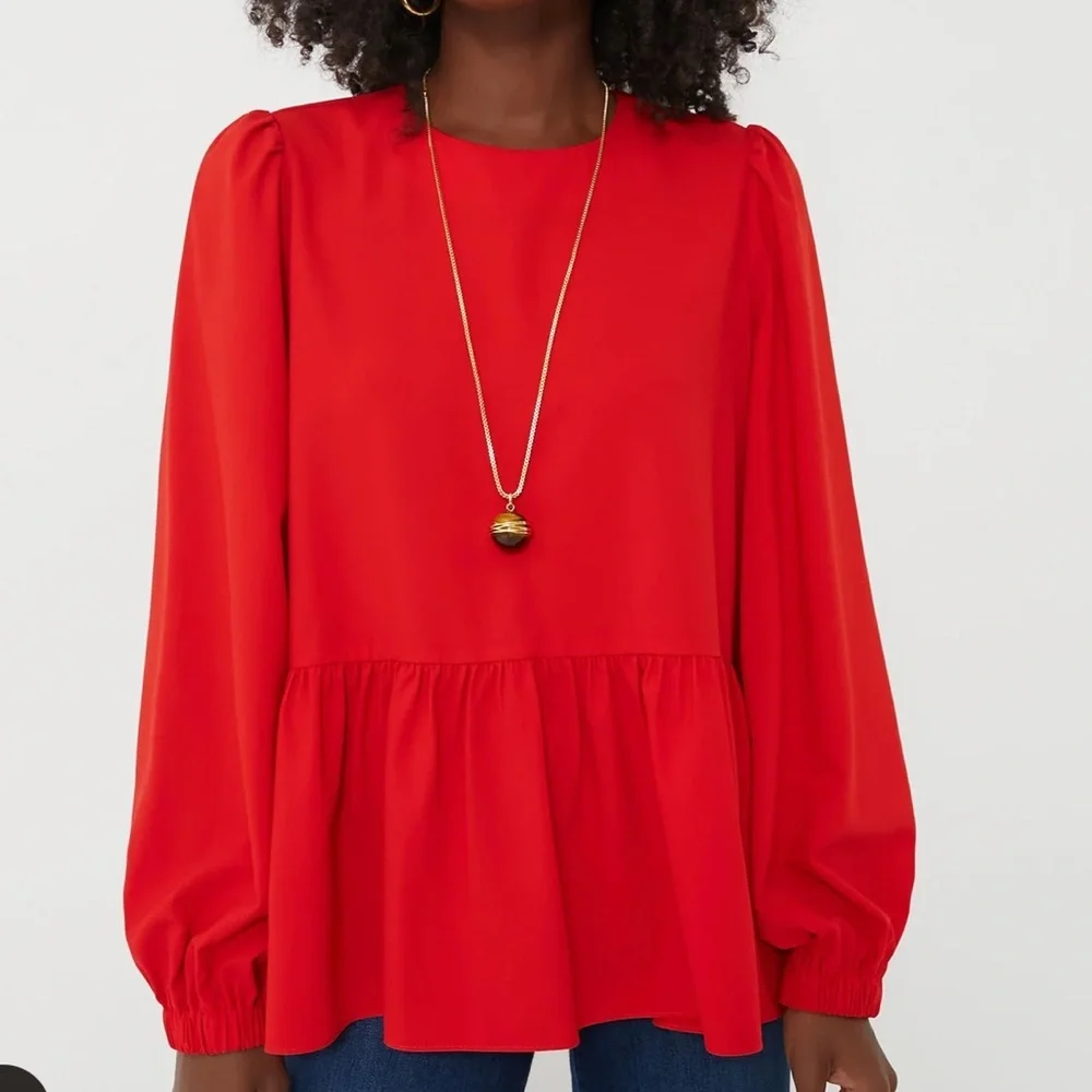Red Carlota Peplum Blouse POMANDER PLACE